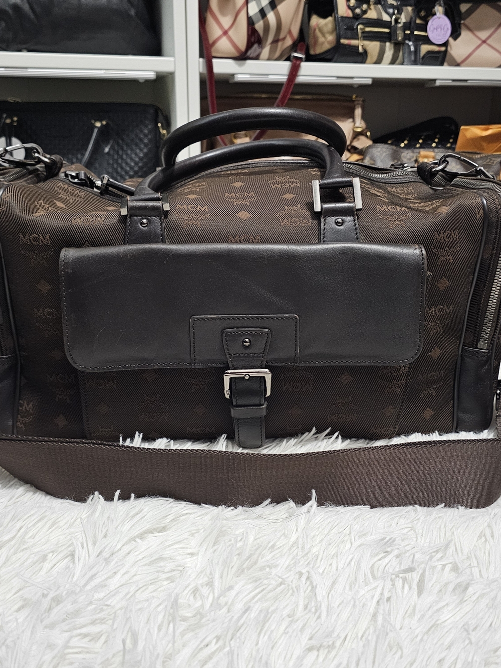 MCM Brown Monogram Weekend Duffle Bag